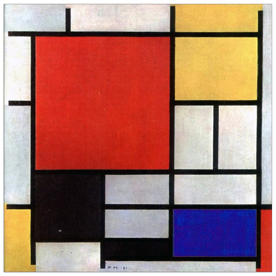 Piet Mondrian - Composition 1921, Decorative MDF Panel (30x30cm)