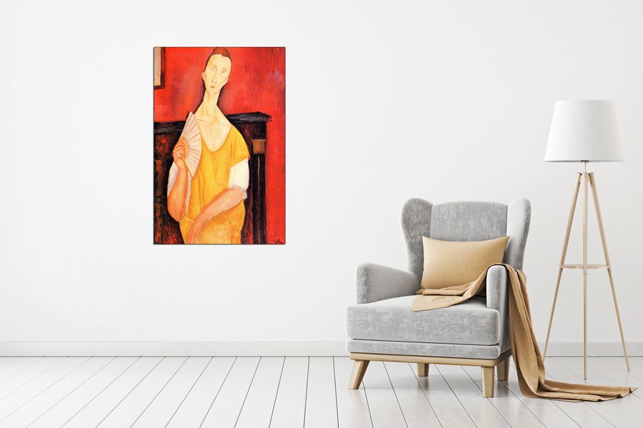 Modigliani Amedeo - Portrait of Lunia Czechowska with fan, Decorative MDF Panel (60x90cm)