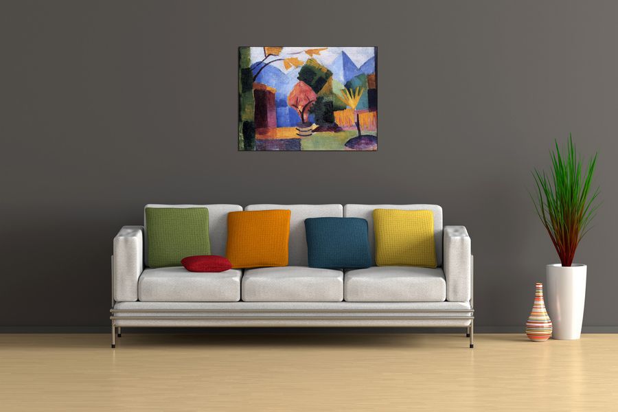 Macke August - Garden on the lake of Thun, Decorative MDF Panel (80x60cm)