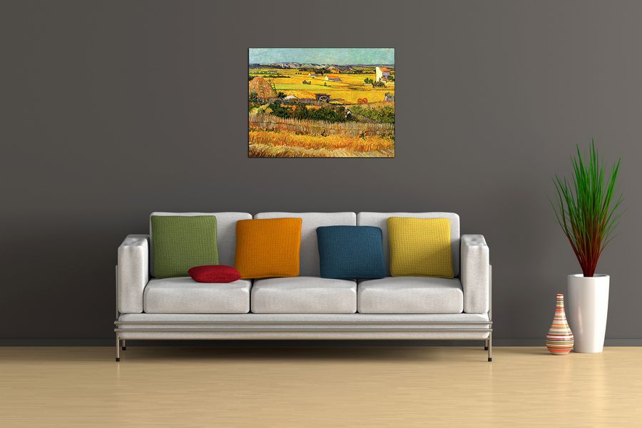 Van Gogh Vincent - Harvest at La Crau with Montmajour in the Background, Decorative MDF Panel (80x60cm)