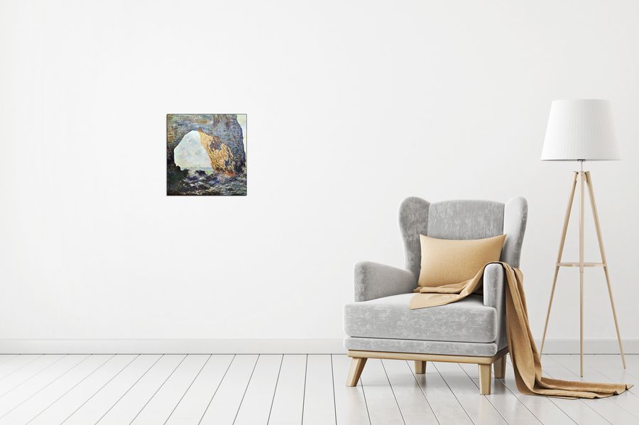 Monet Claude - The rocky cliffs of EÌtretat (La Porte man) I, Decorative MDF Panel (30x30cm)