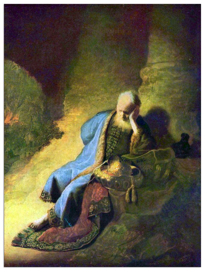 Rembrandt - Jeremiah mourning over the destruction of Jerusalem, Decorative MDF Panel (60x80cm)