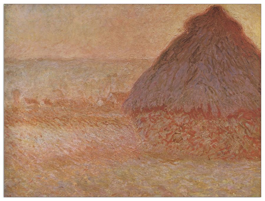 Monet Claude - Haystacks at sunset, Decorative MDF Panel (120x90cm)