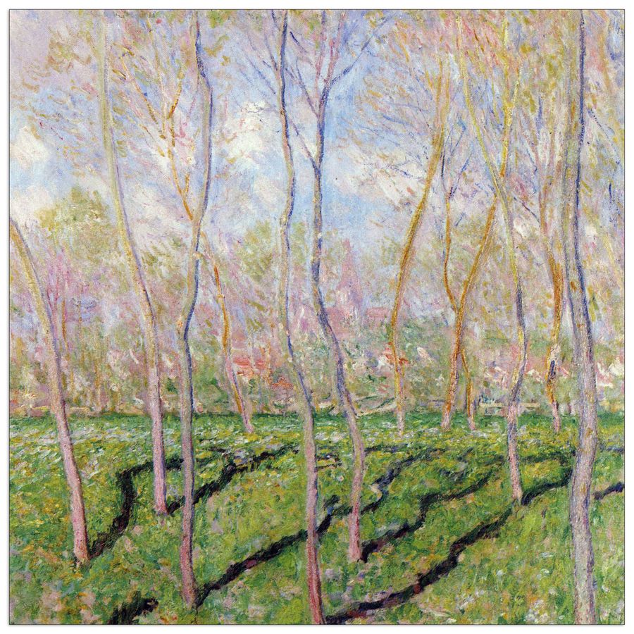Monet Claude - Trees in winter, look at Bennecourt, Decorative MDF Panel (70x70cm)