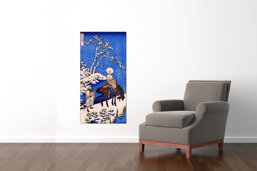 Hokusai Katsushika  - The poet Teba on a horse, Decorative MDF Panel (70x140cm)