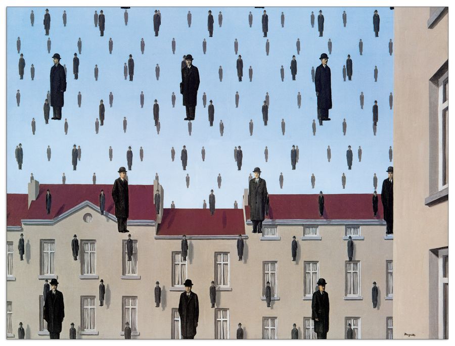 Magritte - Golconde, Decorative MDF Panel (80x60cm)