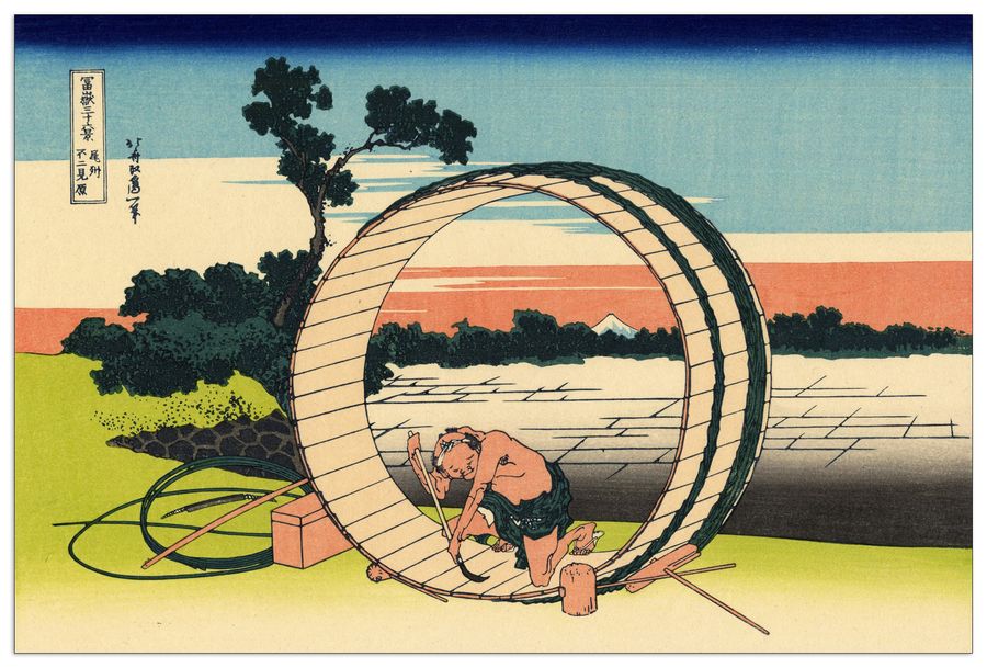Hokusai Katsushika  - Owari province, Decorative MDF Panel (135x90cm)