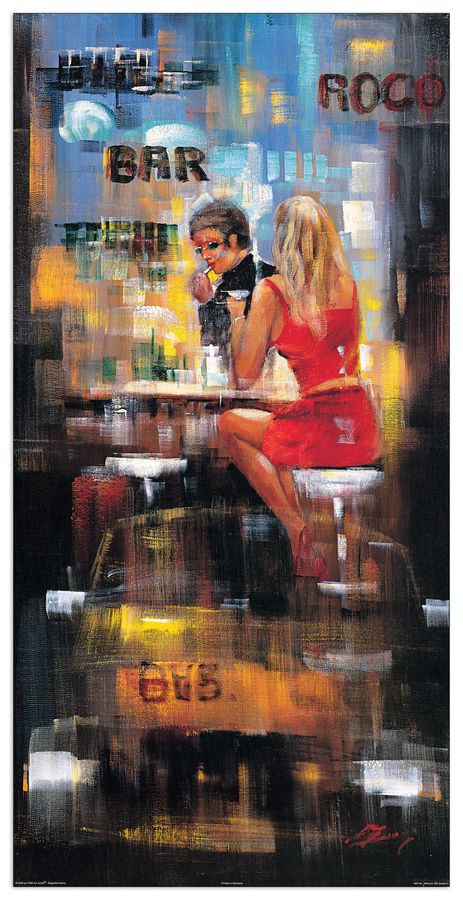 Madjid - Bar Scene III, Decorative MDF Panel (50x100cm)
