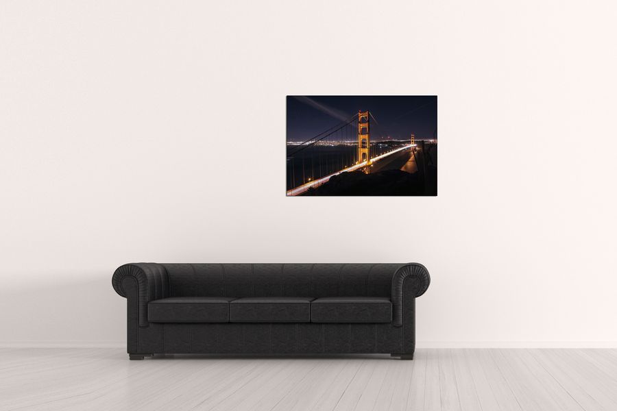 Etienne Desclides - Golden Gate Bridge, Decorative MDF Panel (90x60cm)