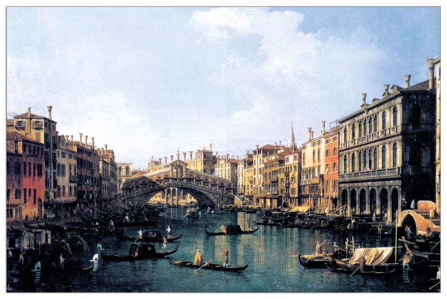 Canaletto - Rialto Bridge, Decorative MDF Panel (100x66cm)