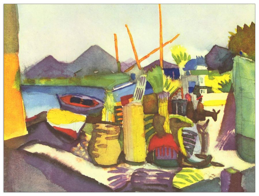 Macke August - Landscape at Hammamet, Decorative MDF Panel (80x60cm)