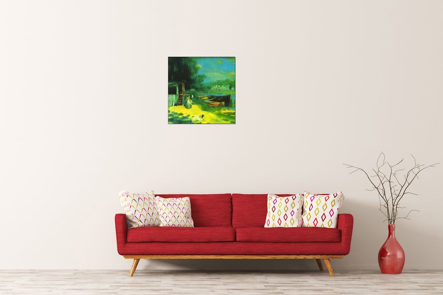 Renoir Pierre-auguste - Place for Bading , Decorative MDF Panel (50x50cm)
