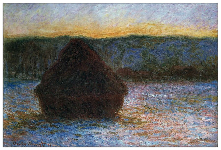 Monet Claude - Haylofts thaw, sunset, Decorative MDF Panel (135x90cm)