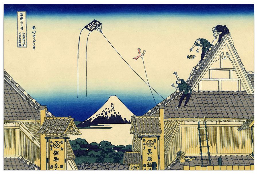 Hokusai Katsushika  - A sketch of the Mitsui shop, Decorative MDF Panel (135x90cm)