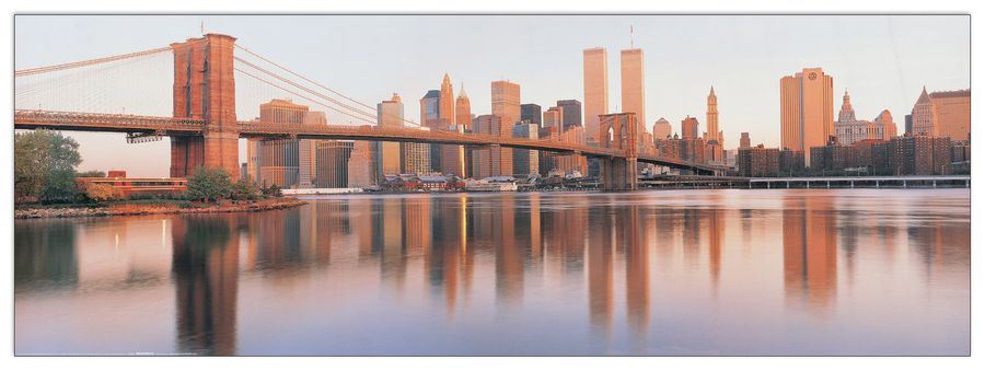 Sohm - Brooklyn Bridge And Manhattan Sunrise, Decorative MDF Panel (140x50cm)