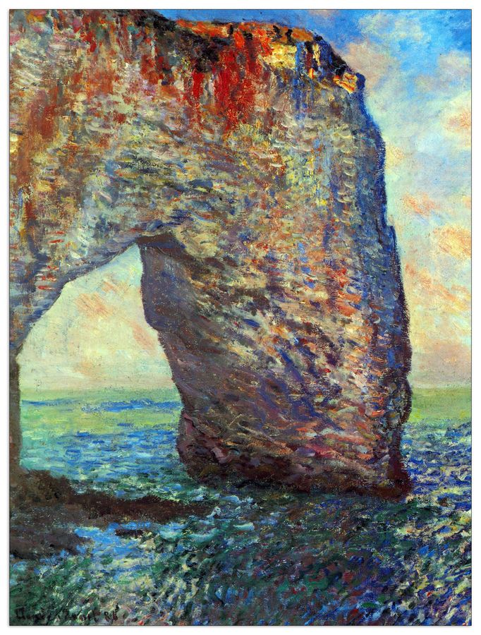 Monet Claude - The rocky cliffs of EÌtretat (La Porte man) II, Decorative MDF Panel (60x80cm)