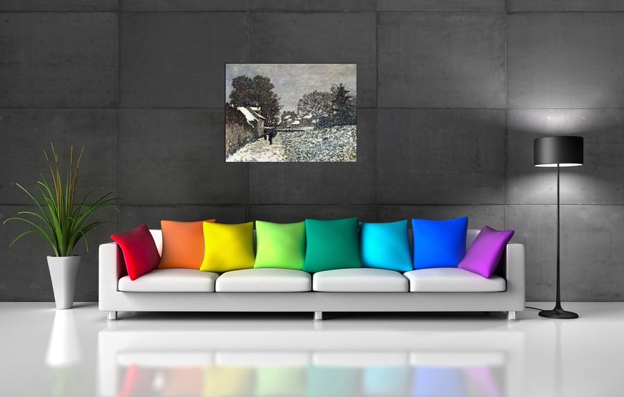 Monet Claude - Snow at Argenteuil, Decorative MDF Panel (80x60cm)