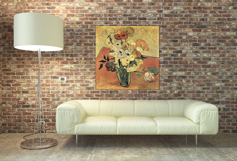 Van Gogh Vincent - Still Life with Japanese vase, roses and anemones, Decorative MDF Panel (70x70cm)