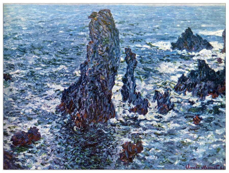 Monet Claude - Rocks on Belle-Ile (The needles of Port-Coton), Decorative MDF Panel (120x90cm)