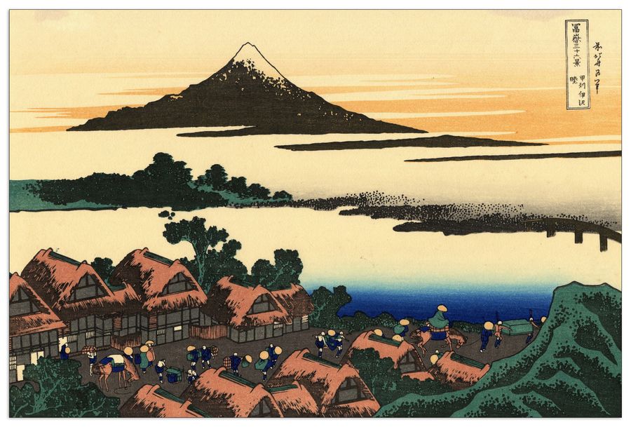 Hokusai Katsushika  - Dawn at Isawa in the Kai province, Decorative MDF Panel (135x90cm)