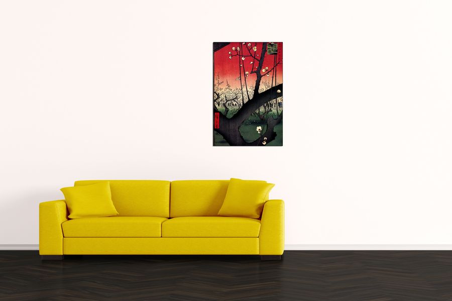 Hiroshige Utagawa  - Plum estate, Kameido, Decorative MDF Panel (60x90cm)