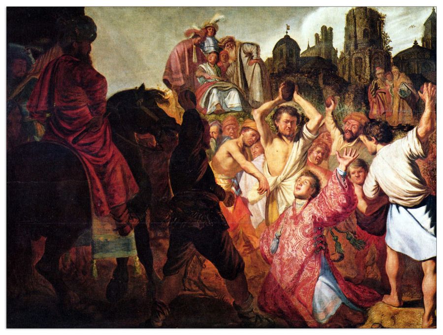 Rembrandt - Stoning of Stephen, Decorative MDF Panel (80x60cm)