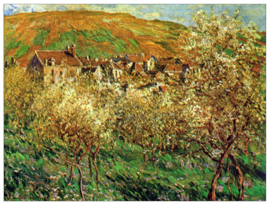 Monet Claude - Flowering apple trees, Decorative MDF Panel (120x90cm)