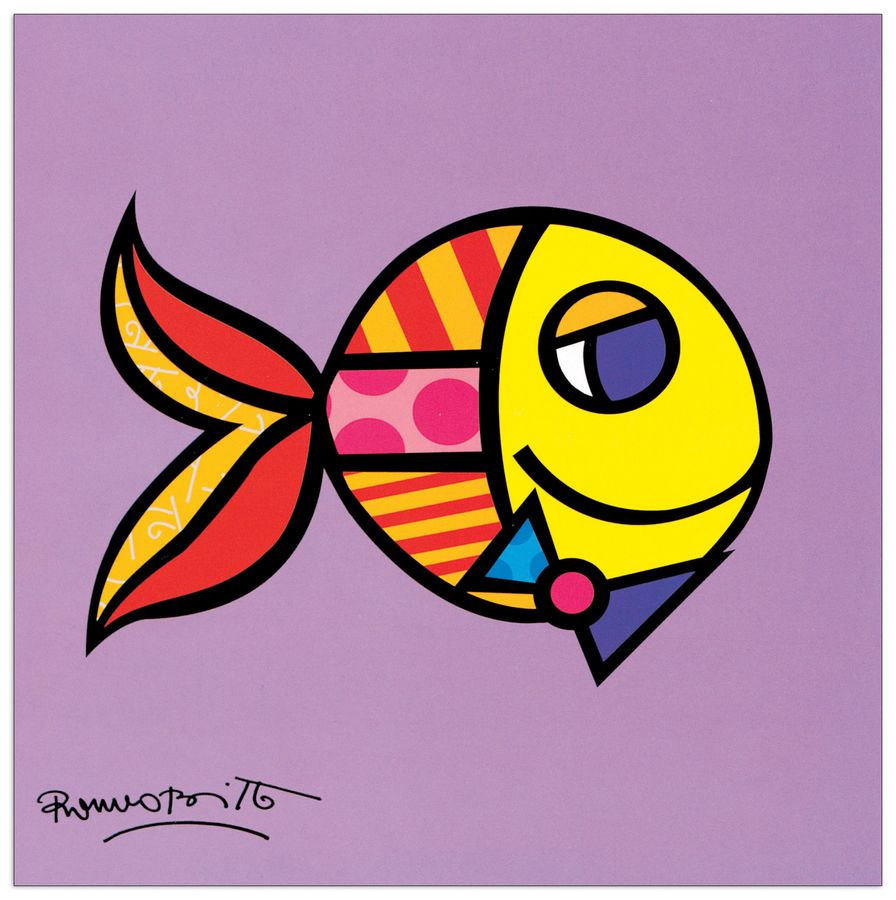 artopweb Britto - Swimmingly Purple Decorative MDF Panel (19x19cm)