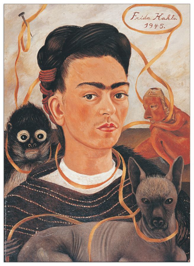 Kahlo - Autoritratto Con Scimmia, Decorative MDF Panel (49x68cm)