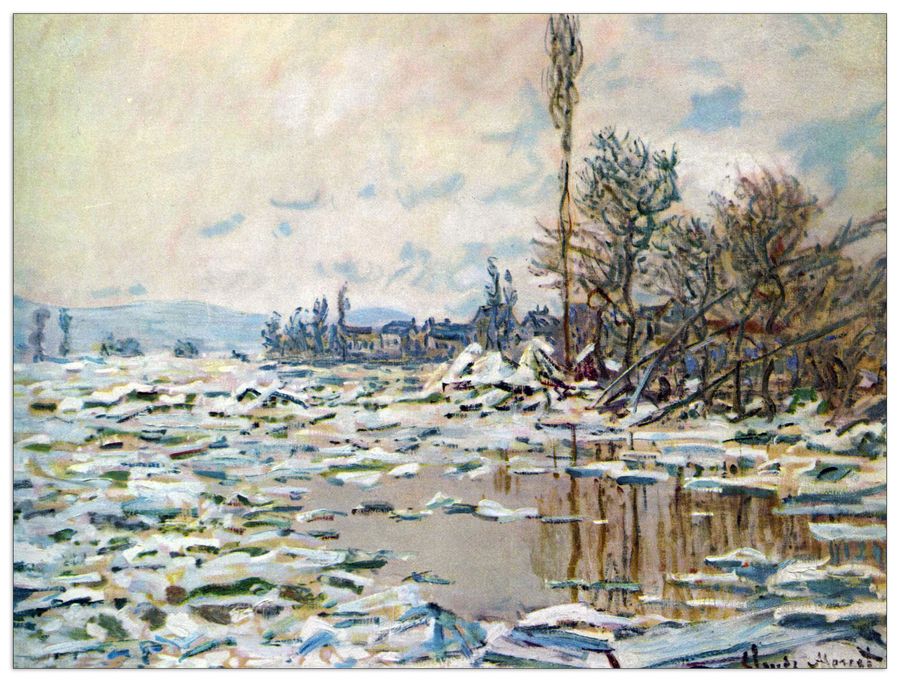 Monet Claude - Break Up of Ice, Decorative MDF Panel (120x90cm)