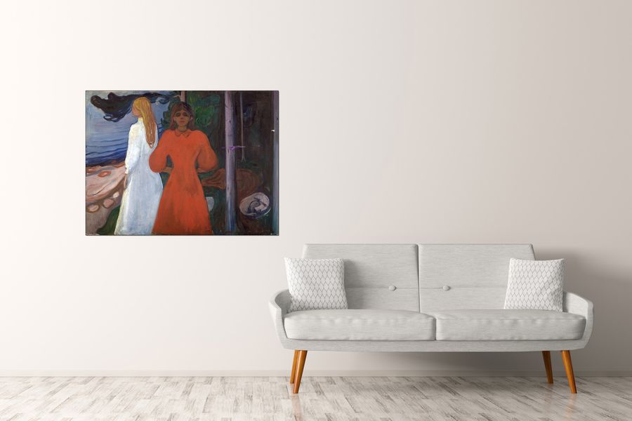 Munch Edvard - Red and White, Decorative MDF Panel (120x90cm)