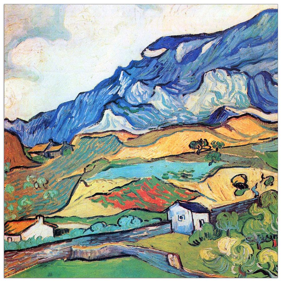 Van Gogh Vincent - Les Alpilles, a mountain landscape near Saint-ReÌmy, Decorative MDF Panel (50x50cm)