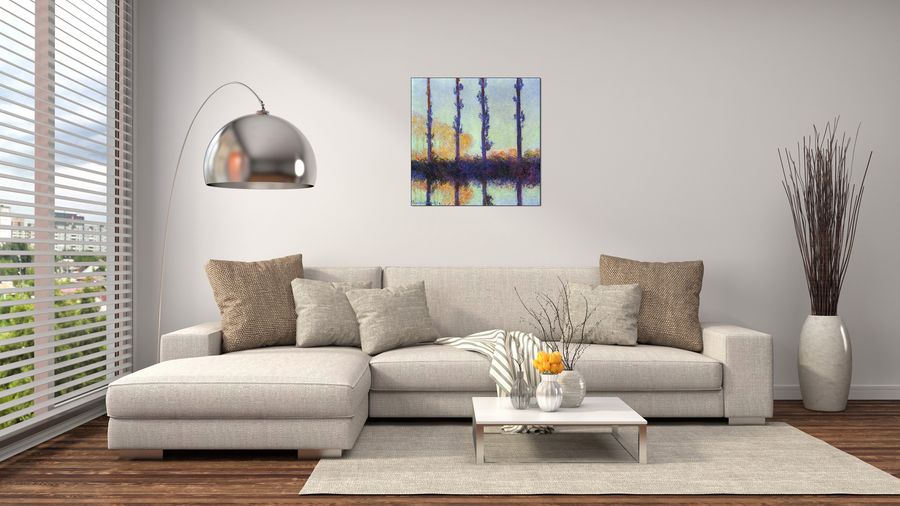 Monet Claude - Four poplars, Decorative MDF Panel (50x50cm)