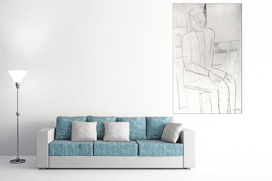Modigliani Amedeo - Sitting man, Decorative MDF Panel (90x145cm)