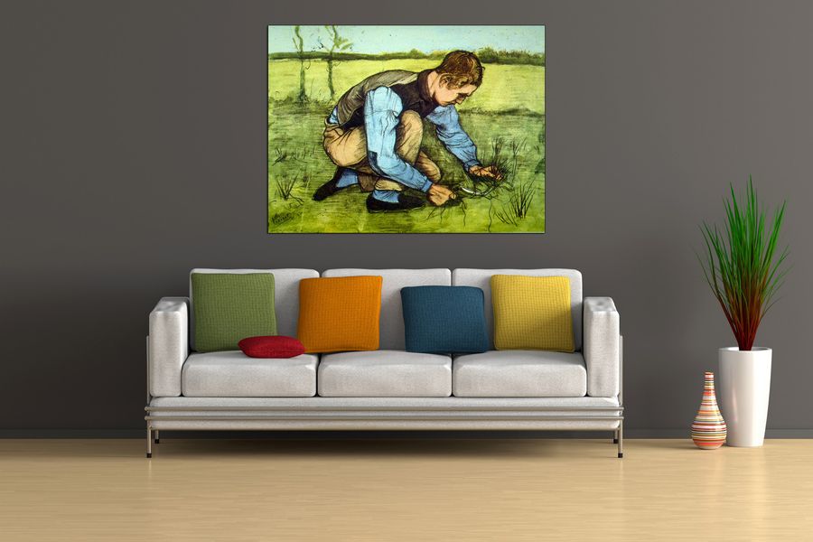 Van Gogh Vincent - Cutting Grass, Decorative MDF Panel (120x90cm)