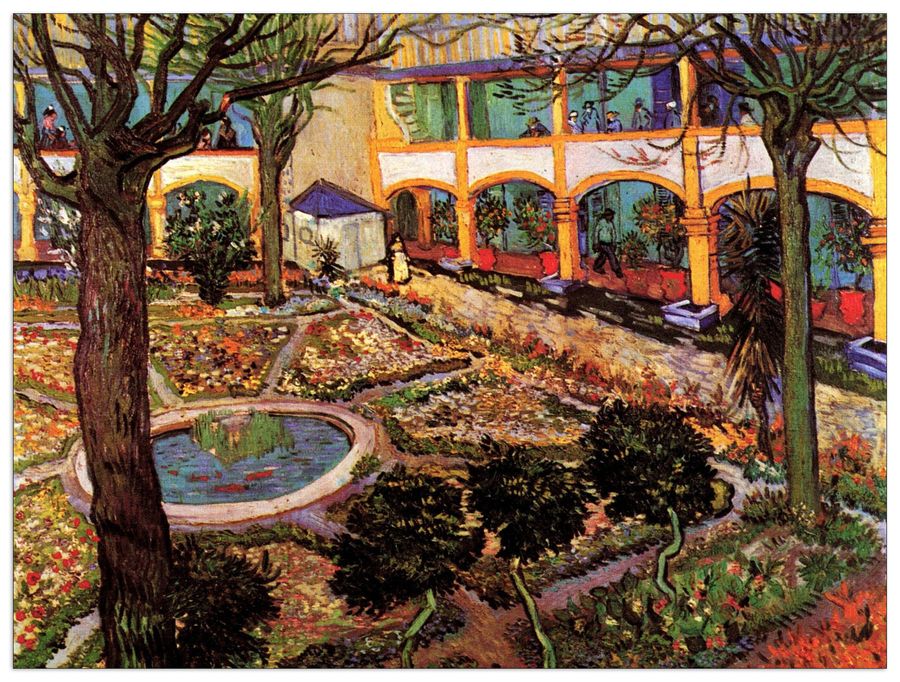 Van Gogh Vincent - The Courtyard of the Hospital at Arles, Decorative MDF Panel (120x90cm)
