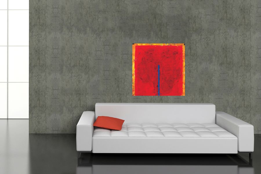 Bohnekamp - Contrasting Red, Decorative MDF Panel (98x98cm)
