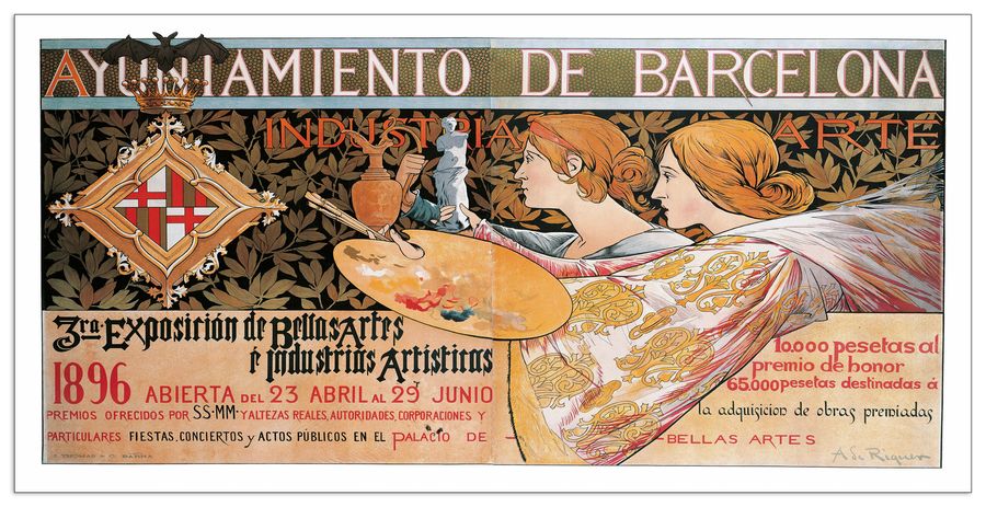 Alexandre De Riquer - 3rd exposicion de Bellas Artes, Decorative MDF Panel (140x70cm)