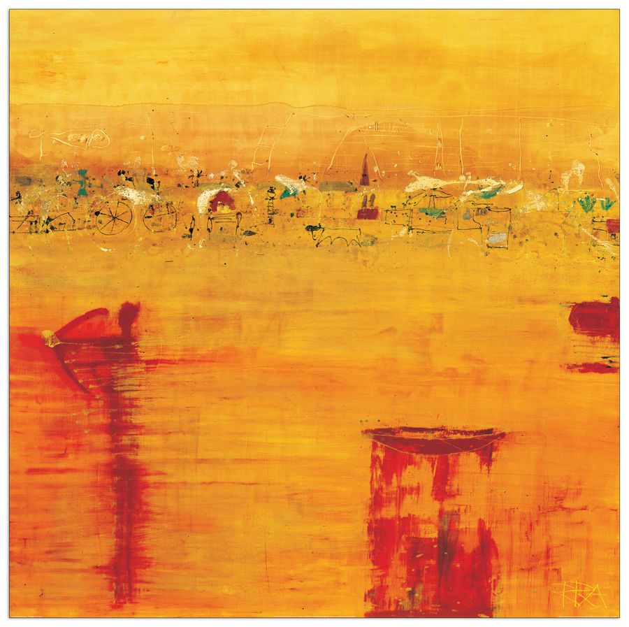 Richter - Armgart - Orange Landscape, Decorative MDF Panel (70x70cm)
