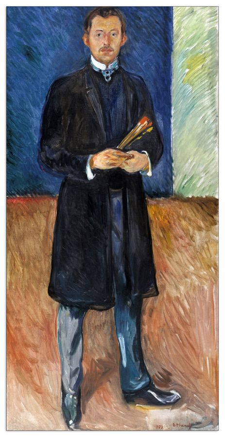Munch Edvard - Portrait with brushes, Decorative MDF Panel (70x140cm)