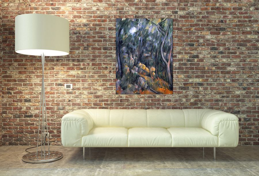 Cezanne Paul - Forest caves in the cliffs above the ChaÌ?teau Noir, Decorative MDF Panel (60x80cm)