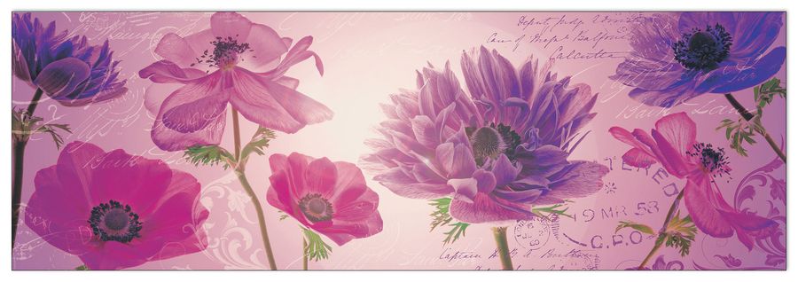 Anonymous - Flowers In Purple, Decorative MDF Panel (90x30cm)