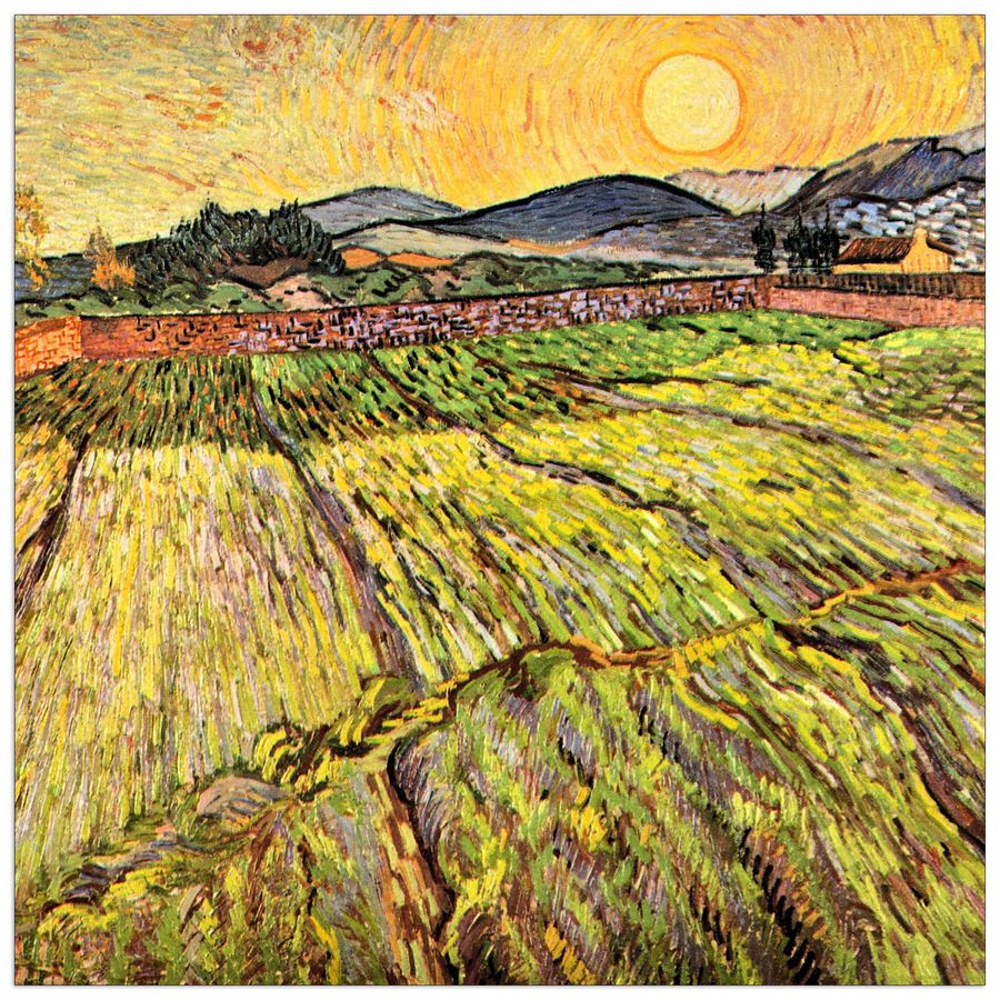 Van Gogh Vincent - Landscape with plowed fields, Decorative MDF Panel (100x100cm)