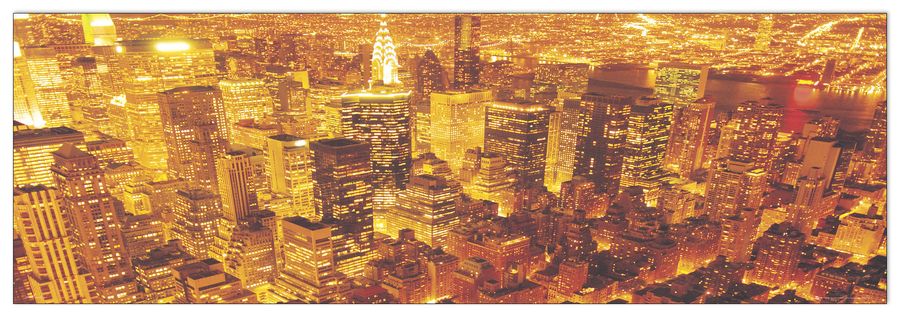 Null - New York, Golden, Decorative MDF Panel (90x30cm)