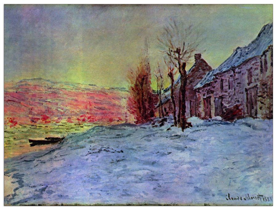 Monet Claude - Lava Court - sunshine and snow, Decorative MDF Panel (120x90cm)
