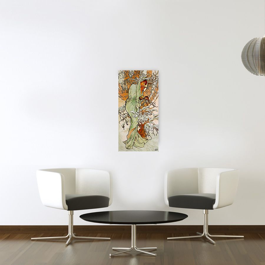 Mucha - Winter, Decorative MDF Panel (30x60cm)