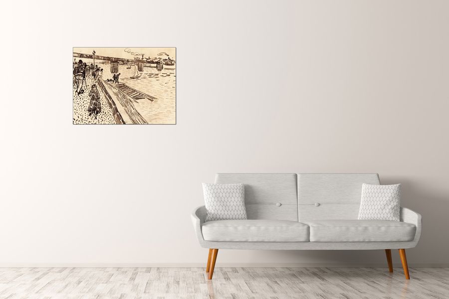 Van Gogh Vincent - The iron bridge at Trinquetaille on the RhoÌ?ne, Decorative MDF Panel (80x60cm)