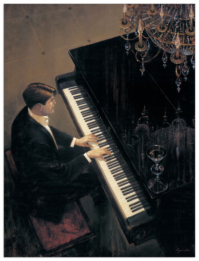 Lynch - Jazz Duet - Piano, Decorative MDF Panel (16x21cm)