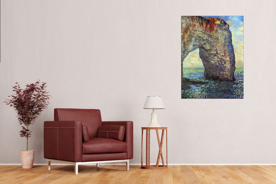 Monet Claude - The rocky cliffs of EÌtretat (La Porte man) II, Decorative MDF Panel (60x80cm)