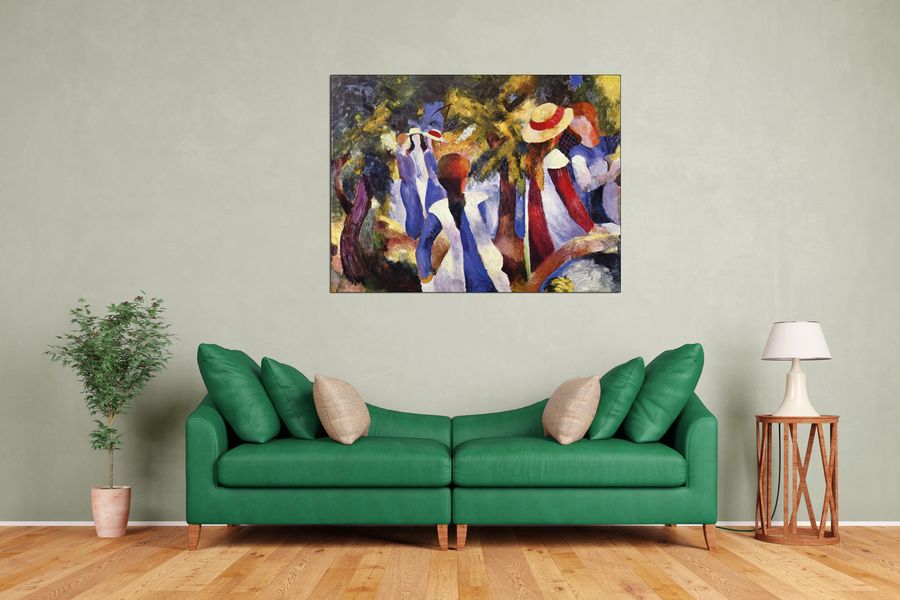 Macke August - Girls in the Open , Decorative MDF Panel (120x90cm)